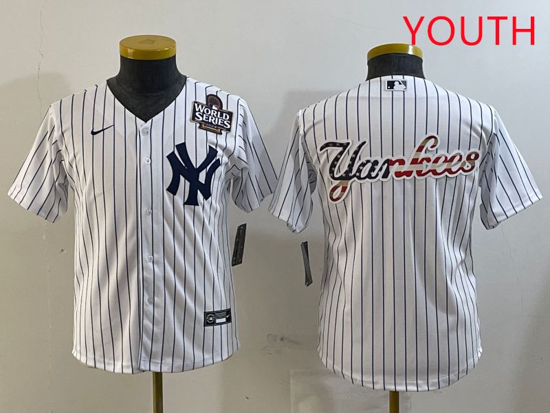 Youth New York Yankees Blank White Stripe Game 2025 Nike MLB Jersey style 28->youth mlb jersey->Youth Jersey